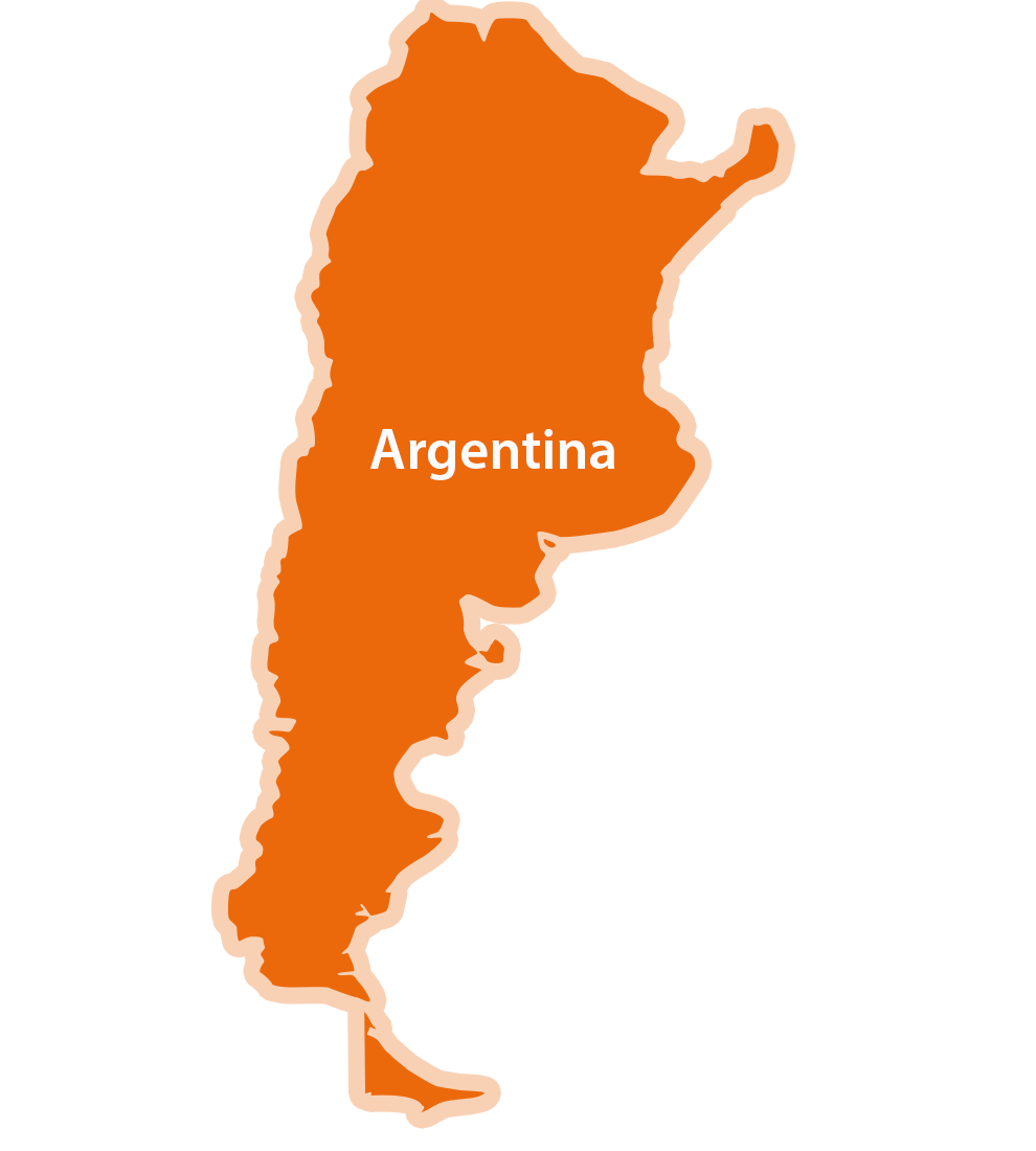 O hartă simplă a Argentinei cu numele țării etichetat în centru.