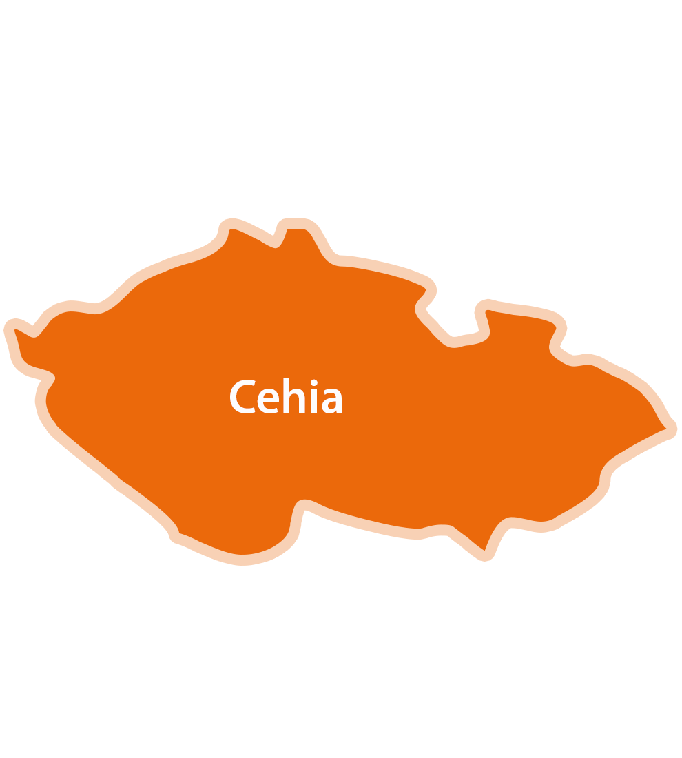 O hartă simplă a Republicii Cehe cu capitala, Praga, marcată.
