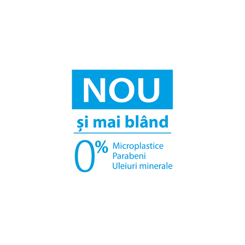 O etichetă dreptunghiulară albastră cu textul 